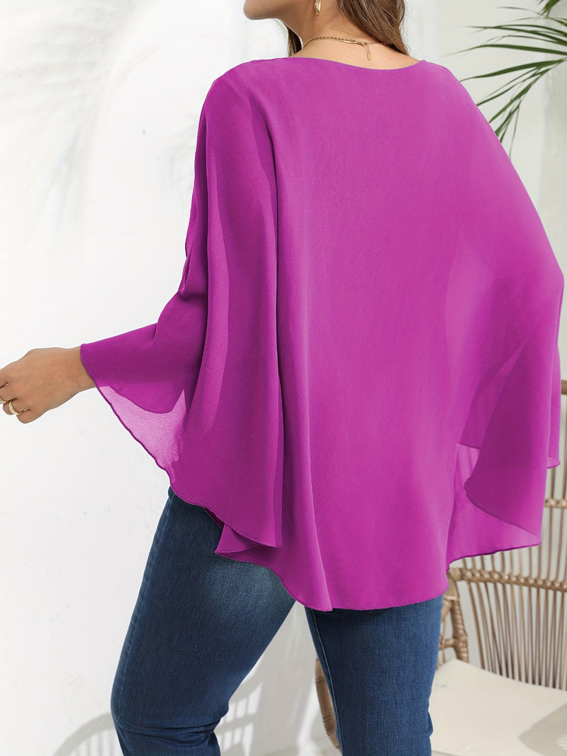 Blusa Elegante Plus Size de Malha em Camadas Coleção 2025 G2 ao G6