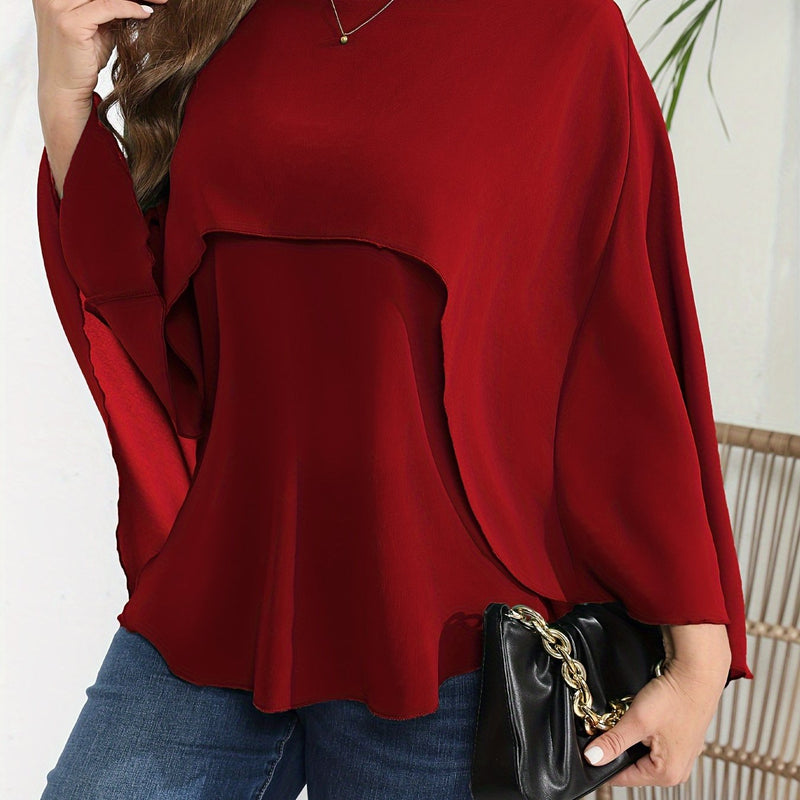 Blusa Elegante Plus Size de Malha em Camadas Coleção 2025 G2 ao G6