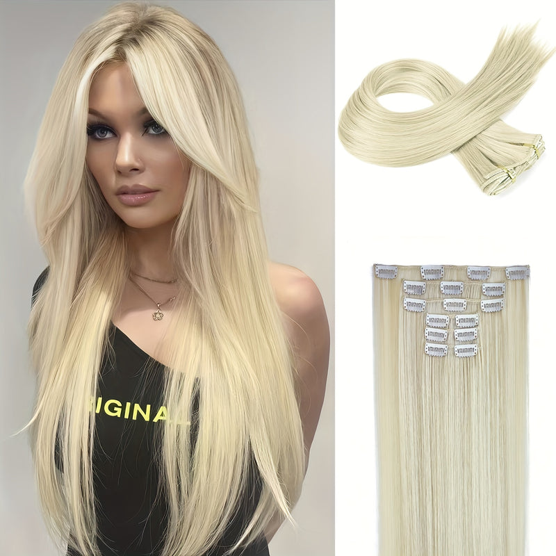 Aplique toda cabeça 16 clips Cabelo Longo e Reto de 60.96 cm para Mulheres Beautiful Girl