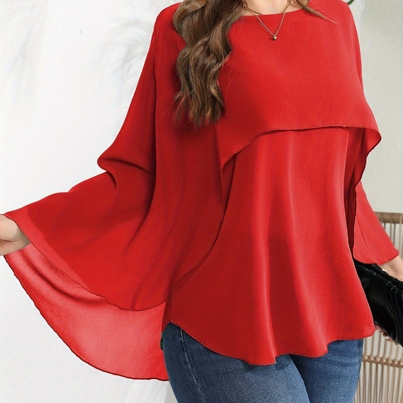 Blusa Elegante Plus Size de Malha em Camadas Coleção 2025 G2 ao G6