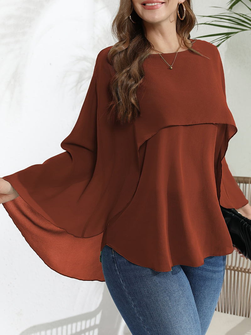 Blusa Elegante Plus Size de Malha em Camadas Coleção 2025 G2 ao G6