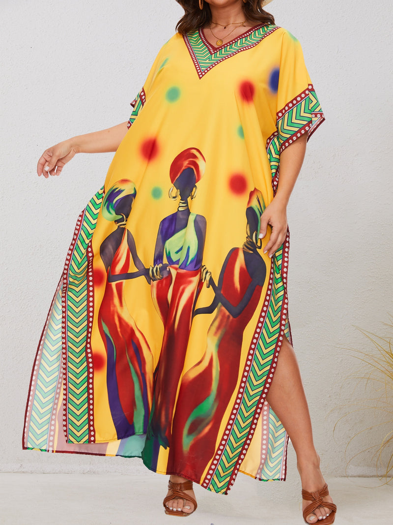 Vestido Kaftan Boho Chic Plus Size Tamanho Único G5