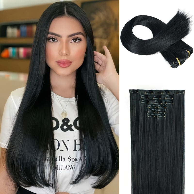 Aplique toda cabeça 16 clips Cabelo Longo e Reto de 60.96 cm para Mulheres Beautiful Girl